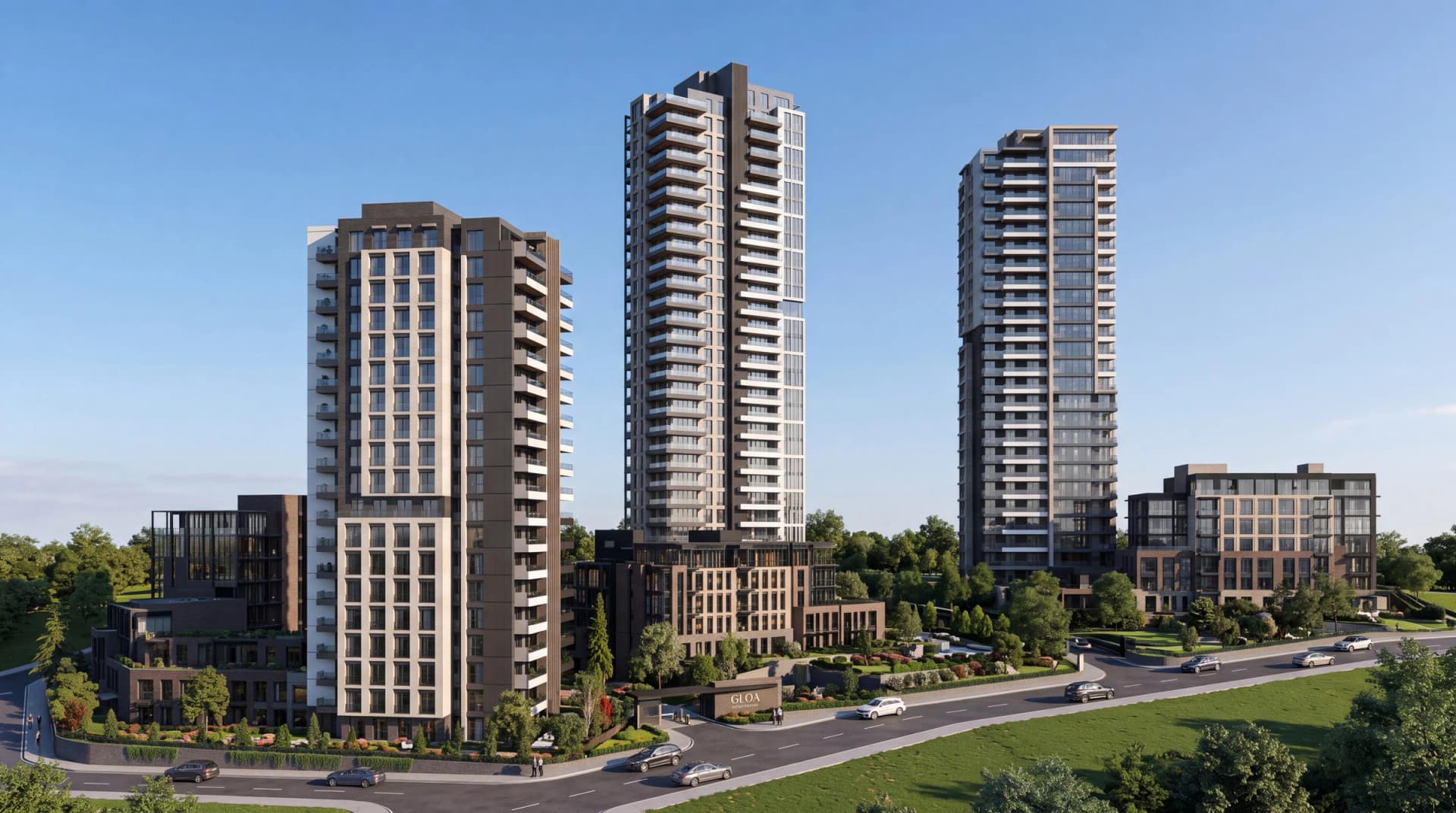 GLOA Bilkent kule silueti ve ana giriş tabelası